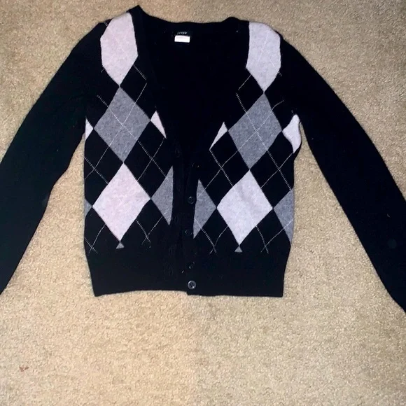 Crew Sweaters Jcrew Argyle Cardigan Xs Poshmark